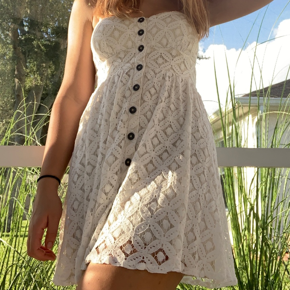 Wet Seal white lace button down sundress